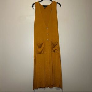 Forever 21 Women’s Orange 3-Button Cardigan Vest With Pockets NWT